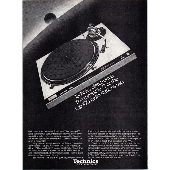 1980 Technics Direct Drive Turntable Record Player Vintage Print Ad 80s Wall Art - Picture 1 of 2